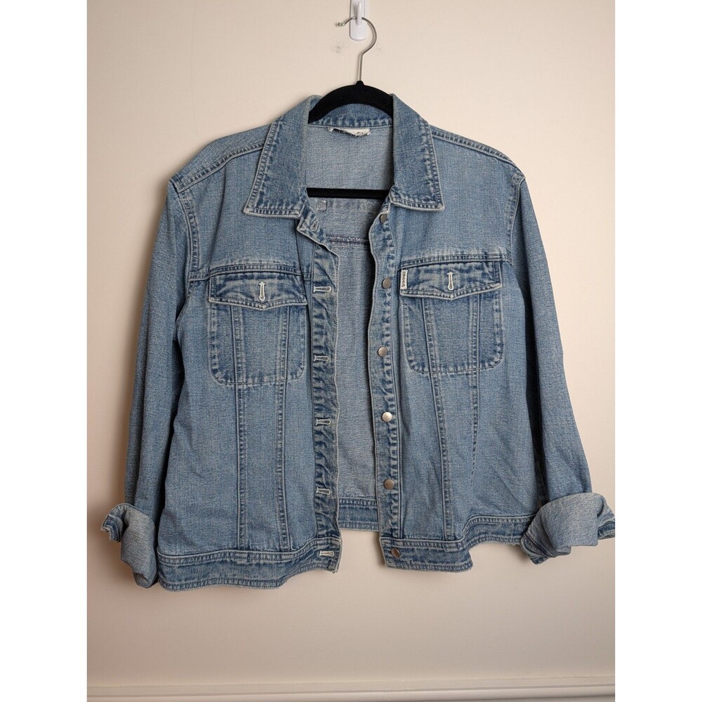 Emanuel Ungaron Women's Jean Jacket Trucker Denim Size 14/48 Long Sleeve Cotton